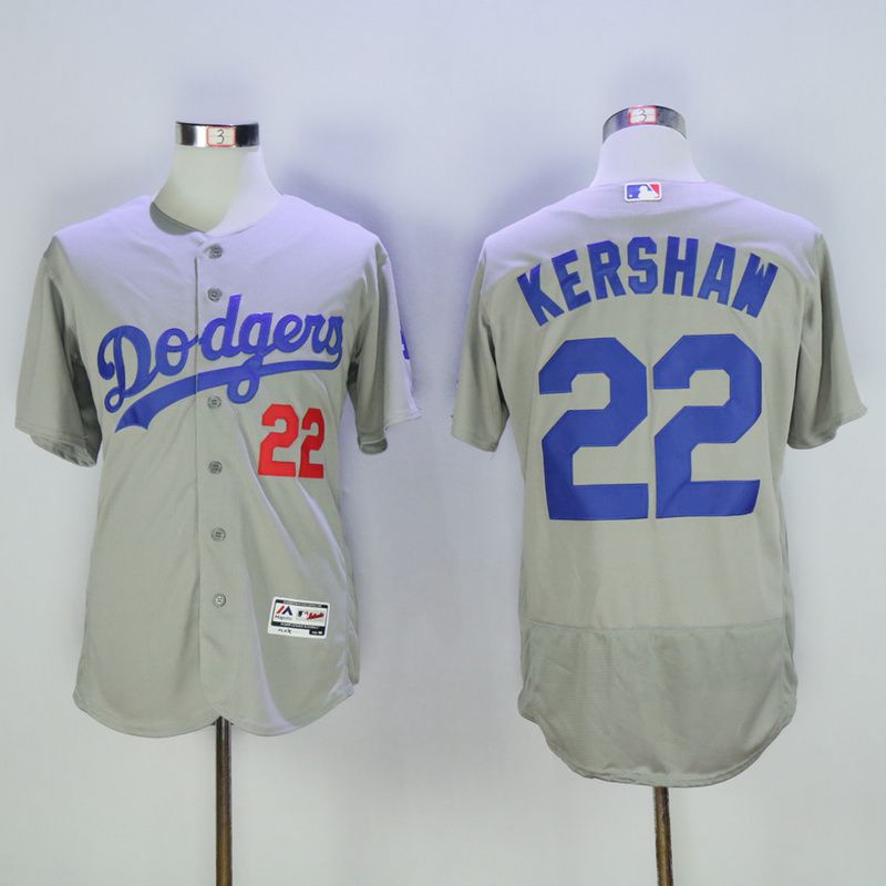 Men Los Angeles Dodgers 22 Kershaw Grey Elite MLB Jerseys